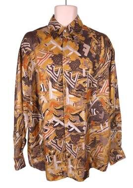 Fendi Frag Shirt US M IT 39 Mens Marigold Silk Abstract $1250